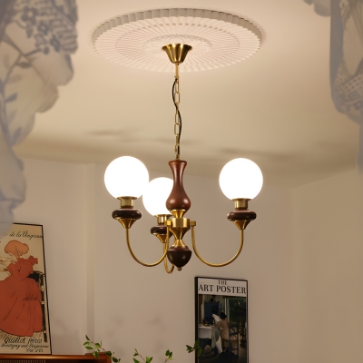 Contemporary Metal Chandelier with Convenient Adjustable Hanging Length and Glass Shade