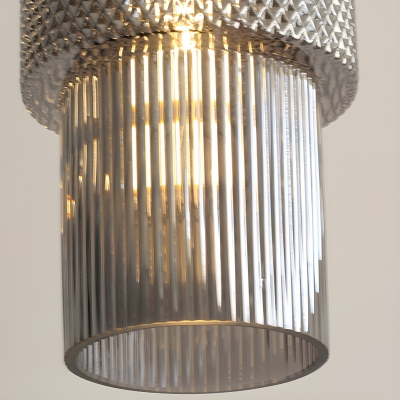Elegant Ribbed Glass Pendant Light with Adjustable Hanging Length for a Classy Home