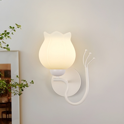 Modern LED Indoor Wall Lamp with Metal Frame and Glass Shade