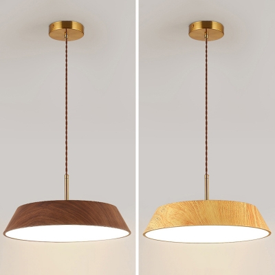 Modern Wood Pendant Light with Solid Wood Shade for Living Room