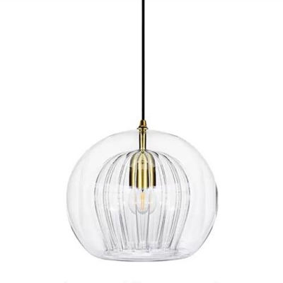 Industrial Clear Glass Pendant with Adjustable Cord Mounting for Contemporary Residential Use