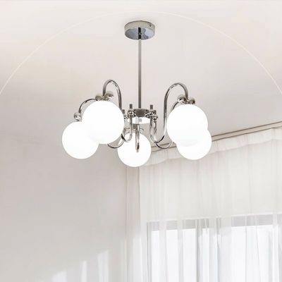 Modern Bi-pin Chandelier with Ambience-Enhancing White Glass Shades