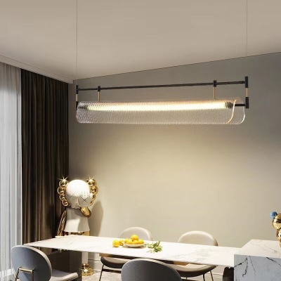 Modern Metal Island Light with Adjustable Cord - Energy-saving LED Bulb Included