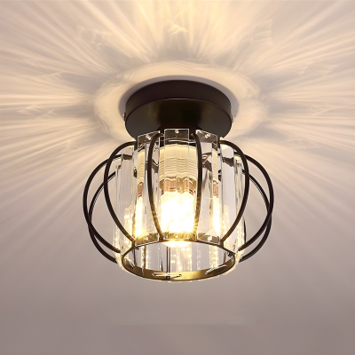 Modern Semi-Flush Mount Ceiling Light with Crystal, Clear Shade
