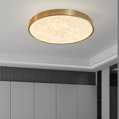 Modern Stone Shade Metal LED Flush Mount Ceiling Light with 3 Color Temperature for Residential Use
