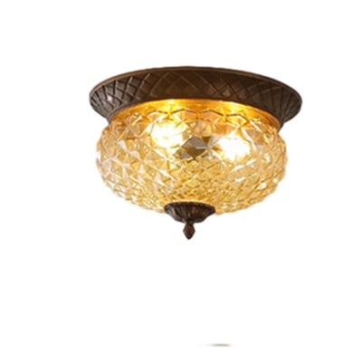 Rustic Brown Metal Colonial Ceiling Light with Clear Glass Shades