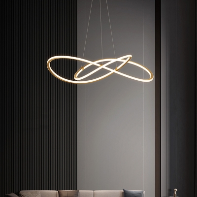 Contemporary LED Chandelier in Acrylic Metal with Adjustable Hanging Length and Dimmable Lights