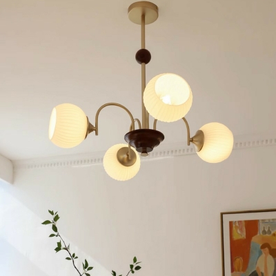 Contemporary Modern Metal Chandelier with White Glass Shades
