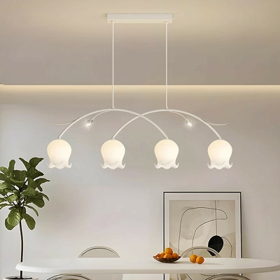 Modern Island Pendant with White Glass Shade and Adjustable Hanging Length
