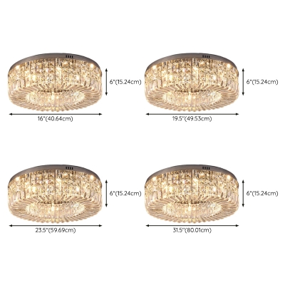 Modern Metal Flush Mount Ceiling Light with Clear Crystal Shade for Residential Use