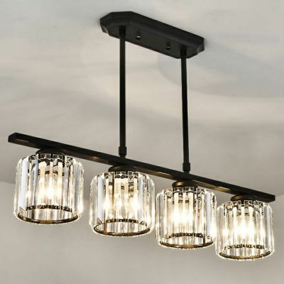 Industrial Island Light with Glass Shade in 3-Light Configuration