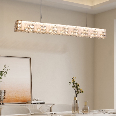 Modern Dimmable Crystal Island Light with Remote Control in LED Bulbs
