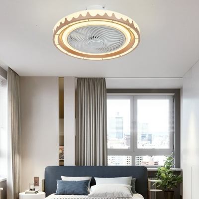 Modern LED Ceiling Fan with Remote Control - Flush Mount Acrylic Fan with Dimmable Light