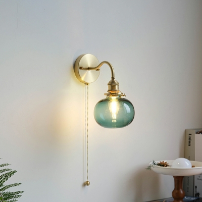 Modern Metal Wall Lamp with Glass Shade and 1 Light for Living Room