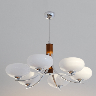 Contemporary Metal Chandelier with Clear Glass Shades and Adjustable Hanging Height (Steel)