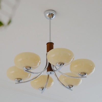 Elegance Gold Sputnik Chandelier with Opalescent Glass Shades and Adjustable Hanging Length