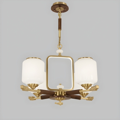 Elegant Wood and Glass Modern Chandelier with Adjustable Hanging Length