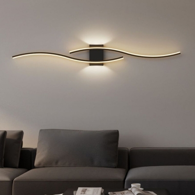 Modern Hardwired Metal Linear Wall Lamp with 4 LED Bulbs and Acrylic Shade