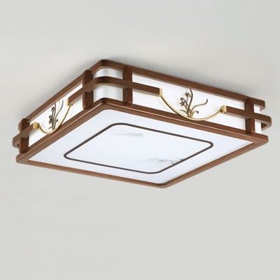 Modern Wood Flush Mount Ceiling Light with 3 Color Ambient Lighting