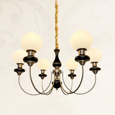 Stunning Modern Steel Chandelier with Opalescent Glass Shades and Adjustable Hanging Length