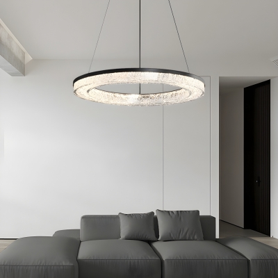 Contemporary Modern Black Chandelier with Clear Metal Shades and Flexible Hanging Options