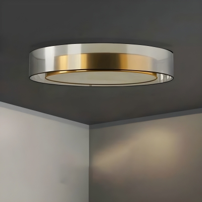Modern Gold Ceiling Flush Mount Light Fixture with Clear Plastic Shade