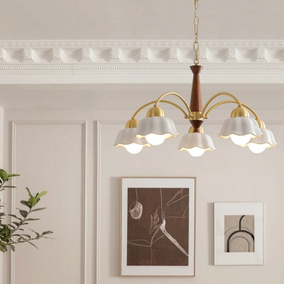 Modern Luminary Chandelier with Ceramic Shades and Adjustable Hanging Length in Gold