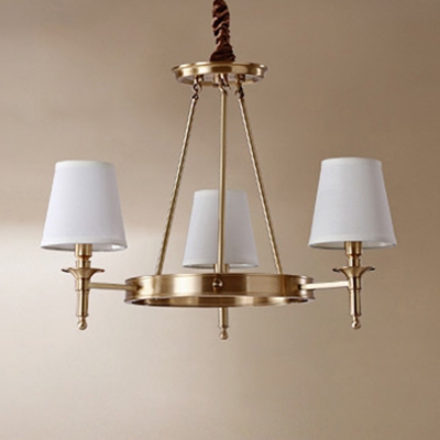 Modern Metal Chandelier with Adjustable Hanging Length and Fabric Shade