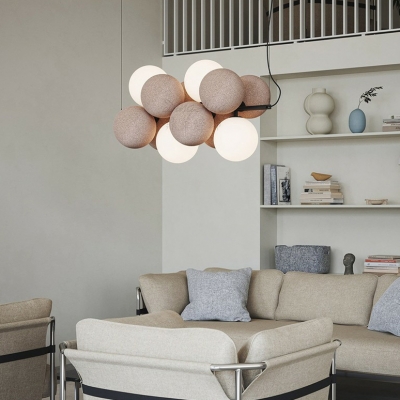 Modern Metal Island Light for Contemporary Home Decor with Globe Glass Shade