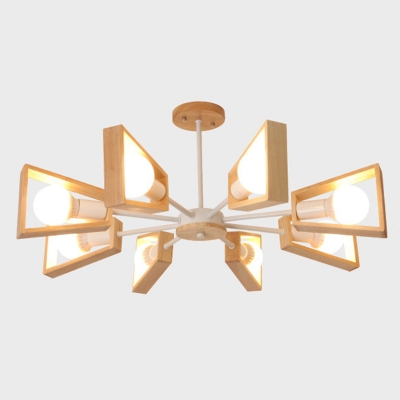 Modern Wood Chandelier with Solid Wood Shades - LED/Incandescent/Fluorescent Compatible