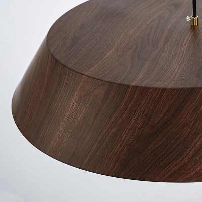 Modern Wood Pendant Light with Solid Wood Shade for Living Room