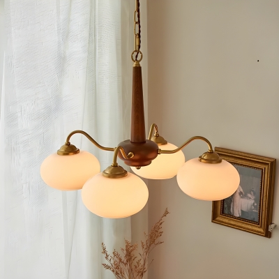Stunning Modern Gold Chandelier with Opalescent Glass Shades and Adjustable Hanging Length