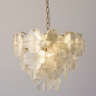 Elegant Gold Chandelier with Frosted Glass Shades and Adjustable Length