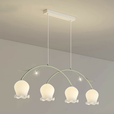 Modern Island Pendant with White Glass Shade and Adjustable Hanging Length