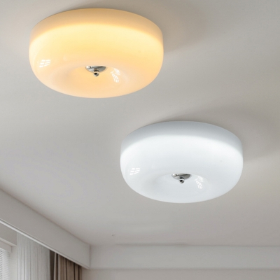 Modern LED Flush Mount Ceiling Light with 3 Color Light and Glass Shade for Residential Use