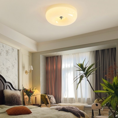 Modern Metal Flush Mount Ceiling Light with Glass Shade and LED Bulbs