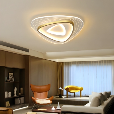 Modern Style Gold LED Flush Mount Ceiling Light with White Acrylic Shade