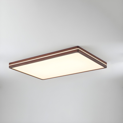 Modern Walnut Flush Mount LED Ceiling Light with Acrylic Shade for Residential Use