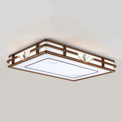 Modern Wood Flush Mount Ceiling Light with 3 Color Ambient Lighting