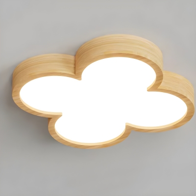 Wooden Flush Mount Ceiling Light for Modern Home Decor with Acrylic Shade and LED Bulbs