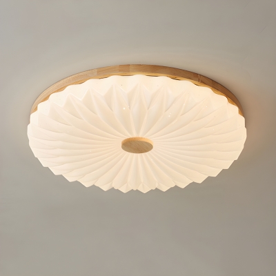 Wooden Flush Mount LED Ceiling Light with Ambient Shade for 1-Light Residences