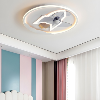 Clear Blade Modern Ceiling Light with Stepless Dimming Remote Control - Flushmount Ceiling Fan