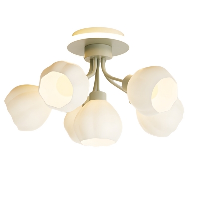 Modern Flush Mount Ceiling Light with White Glass Shade for Dry Residential Use