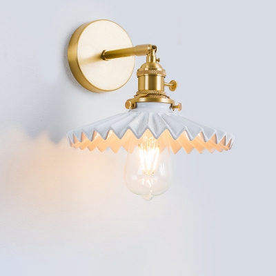 Modern Metal Indigo 1-Light Hardwired Wall Lamp with Ceramic Shade