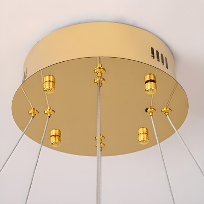 Opalescent Glass Gold Modern Chandelier with Adjustable Hanging Length