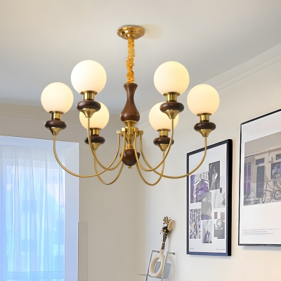 Stylish LED Chandelier with Glass Shades and Adjustable Length for Modern Homes