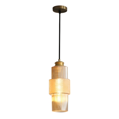 Elegant Ribbed Glass Pendant Light with Adjustable Hanging Length for a Classy Home