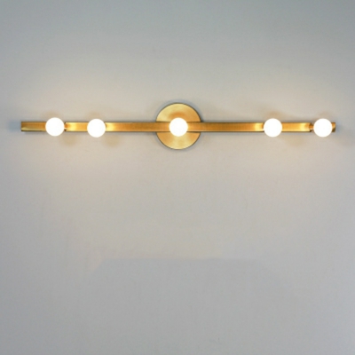 Gold Straight Metal Vanity Light with Modern LED/Incandescent/Fluorescent Lighting