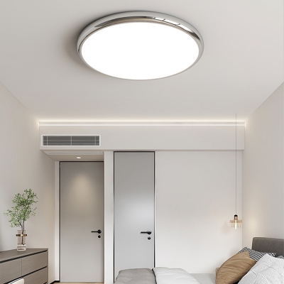 Metallic Silver Decorative Modern LED Flush Mount Ceiling Light with 3 Color Light and Acrylic Shade