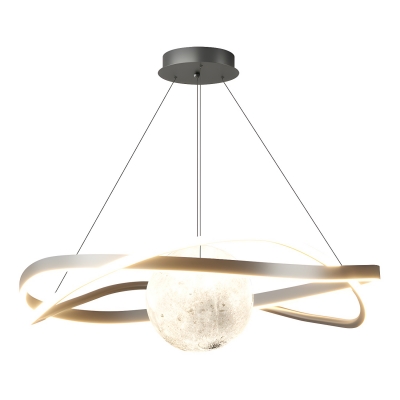 Modern 2-Tier Chandelier with LED Bulbs, Silica Gel Shade, and Adjustable Hanging Length in Gold